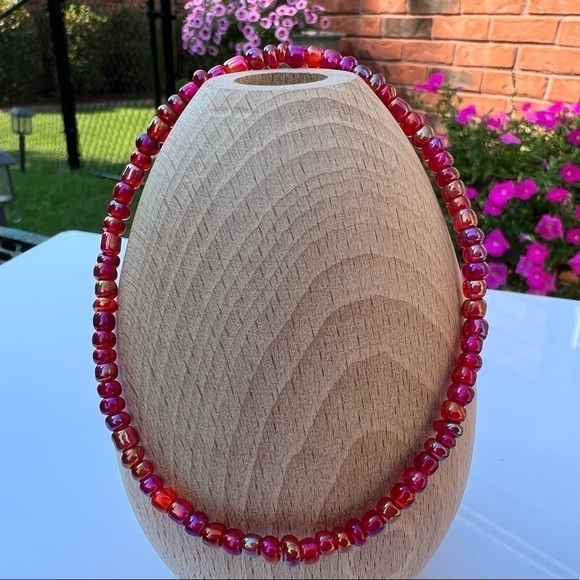 STRETCH Beaded Anklet Red Rainbow - Picture 1 of 13
